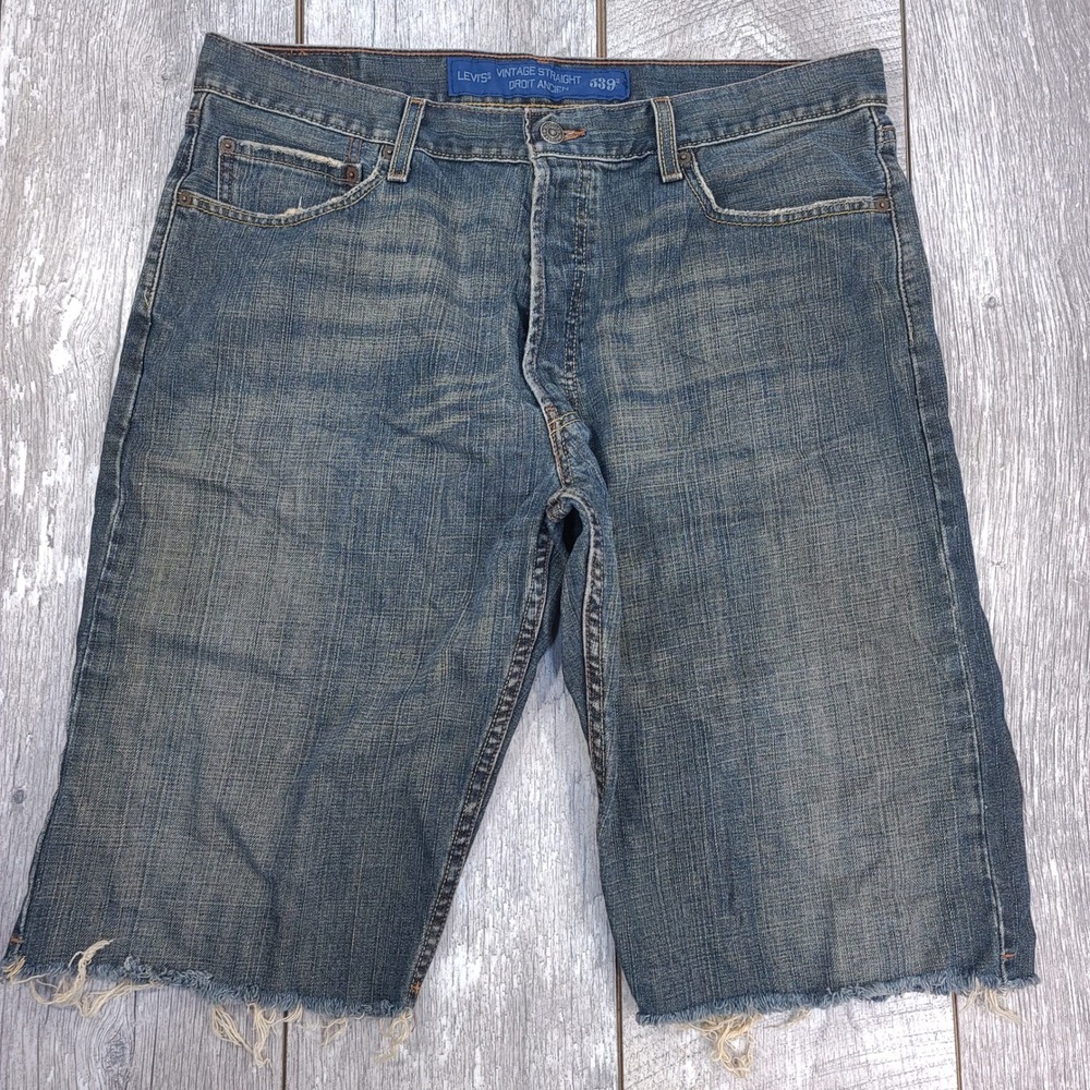 Levi's Denim Shorts Mens 36 Blue 539 Vintage Straight Cut Off Button Fly